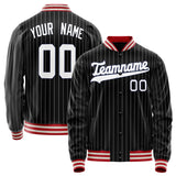 Custom Black White Gray Pinstripe Varsity Letterman Jacket