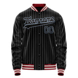 Custom Black Light-Blue Gray Pinstripe Varsity Letterman Jacket JA02240617HF050