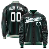 Custom Black White Teal Pinstripe Varsity Letterman Jacket