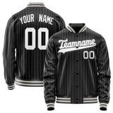 Custom Black White Gray Pinstripe Varsity Letterman Jacket