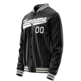 Custom Black White Gray Pinstripe Varsity Letterman Jacket JA02240617HF053