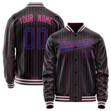 Custom Black Purple Pink Pinstripe Varsity Letterman Jacket