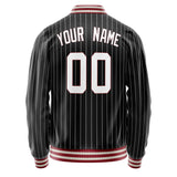 Custom Black White White Pinstripe Varsity Letterman Jacket JA02240617HF056