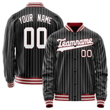 Custom Black White White Pinstripe Varsity Letterman Jacket JA02240617HF056