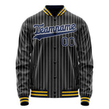 Custom Black Royal White Pinstripe Varsity Letterman Jacket JA02240617HF057