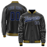 Custom Black Royal White Pinstripe Varsity Letterman Jacket