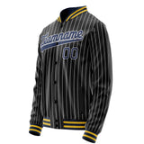 Custom Black Royal White Pinstripe Varsity Letterman Jacket JA02240617HF057