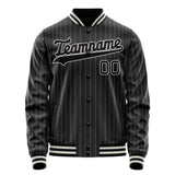 Custom Black White Gray Pinstripe Varsity Letterman Jacket JA02240617HF059