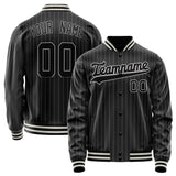 Custom Black White Gray Pinstripe Varsity Letterman Jacket