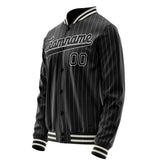 Custom Black White Gray Pinstripe Varsity Letterman Jacket JA02240617HF059