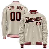 Custom Cream Black Solid Color Varsity Letterman Jacket JA02240617JC088