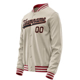 Custom Cream Black Solid Color Varsity Letterman Jacket JA02240617JC088