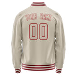 Custom Cream Red Solid Color Varsity Letterman Jacket JA02240617JC089