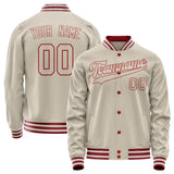 Custom Cream Red Solid Color Varsity Letterman Jacket JA02240617JC089