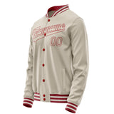 Custom Cream Red Solid Color Varsity Letterman Jacket JA02240617JC089