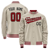 Custom Cream Red Solid Color Varsity Letterman Jacket JA02240617JC093