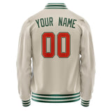 Custom Cream Kelly-Green Solid Color Varsity Letterman Jacket JA02240617JC094