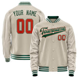 Custom Cream Kelly-Green Solid Color Varsity Letterman Jacket JA02240617JC094