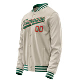 Custom Cream Kelly-Green Solid Color Varsity Letterman Jacket JA02240617JC094