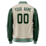 Custom Cream Kelly-Green Solid Color Varsity Letterman Jacket JA02240617JC097