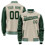 Custom Cream Kelly-Green Solid Color Varsity Letterman Jacket JA02240617JC097