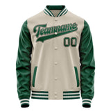 Custom Cream Kelly-Green Solid Color Varsity Letterman Jacket JA02240617JC098