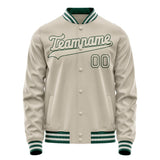 Custom Cream Kelly-Green Solid Color Varsity Letterman Jacket JA02240617JC099