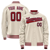 Custom Cream Red Solid Color Varsity Letterman Jacket JA02240617JC103