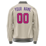 Custom Cream Purple Solid Color Varsity Letterman Jacket JA02240617JC104