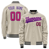 Custom Cream Purple Solid Color Varsity Letterman Jacket JA02240617JC104