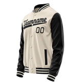 Custom Cream Black Solid Color Varsity Letterman Jacket JA02240617JC109