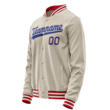 Custom Cream Red Solid Color Varsity Letterman Jacket JA02240617JC110