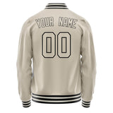 Custom Cream Black Solid Color Varsity Letterman Jacket JA02240617JC112