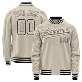 Custom Cream Black Solid Color Varsity Letterman Jacket JA02240617JC112