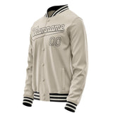 Custom Cream Black Solid Color Varsity Letterman Jacket JA02240617JC112