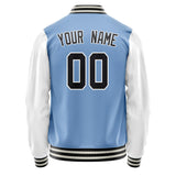 Custom Light-Blue White Solid Color Varsity Letterman Jacket JA02240617JC239