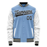 Custom Light-Blue White Solid Color Varsity Letterman Jacket JA02240617JC239