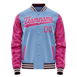 Custom Light-Blue Pink Solid Color Varsity Letterman Jacket JA02240617JC240