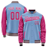 Custom Light-Blue Pink Solid Color Varsity Letterman Jacket JA02240617JC240