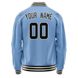 Custom Light-Blue Black Solid Color Varsity Letterman Jacket JA02240617JC242