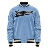 Custom Light-Blue Black Solid Color Varsity Letterman Jacket JA02240617JC242