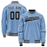 Custom Light-Blue Black Solid Color Varsity Letterman Jacket JA02240617JC242