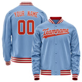 Custom Light-Blue Orange Solid Color Varsity Letterman Jacket