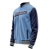 Custom Light-Blue Navy Solid Color Varsity Letterman Jacket JA02240617JC245