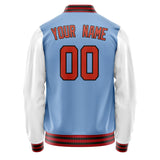 Custom Light-Blue White Solid Color Varsity Letterman Jacket JA02240617JC246