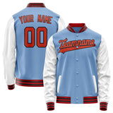 Custom Light-Blue White Solid Color Varsity Letterman Jacket JA02240617JC246