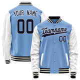 Custom Light-Blue Navy Solid Color Varsity Letterman Jacket JA02240617JC249