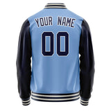 Custom Light-Blue Navy Solid Color Varsity Letterman Jacket JA02240617JC251