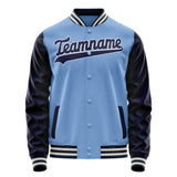 Custom Light-Blue Navy Solid Color Varsity Letterman Jacket JA02240617JC251