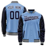 Custom Light-Blue Navy Solid Color Varsity Letterman Jacket JA02240617JC251